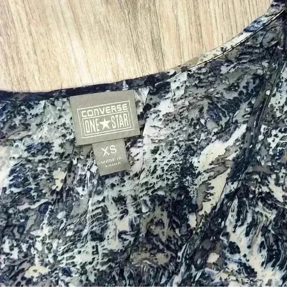 Converse One Star Sleeveless Blue Casual Mini Skater Dress Rayon V Neck Size XS - Picture 2 of 7